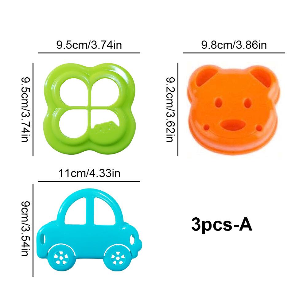 3pcs Sandwich Mold Cutter Bear Rabbit Cat Car Shape Bread Toast Cutter DIY Bento Box Mold for Kids Lunch Creative Food Shaper Kitchen Tools