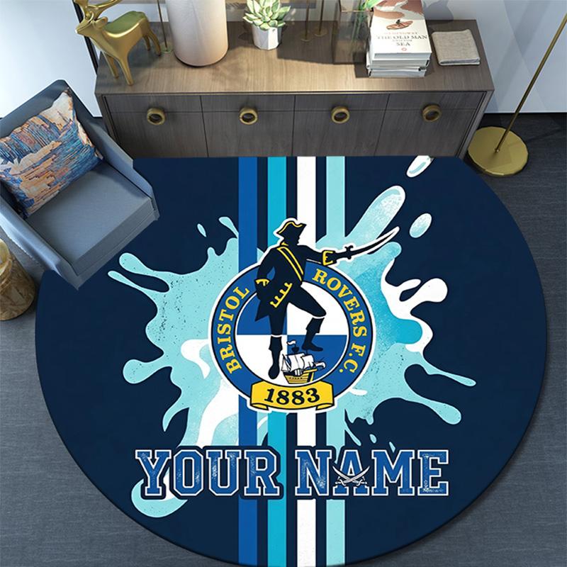 Custom Name Bristol Rovers Round Area Rug,Carpet Rug for Living Room Bedroom Sofa Playroom Decor,Non-slip Floor Mat