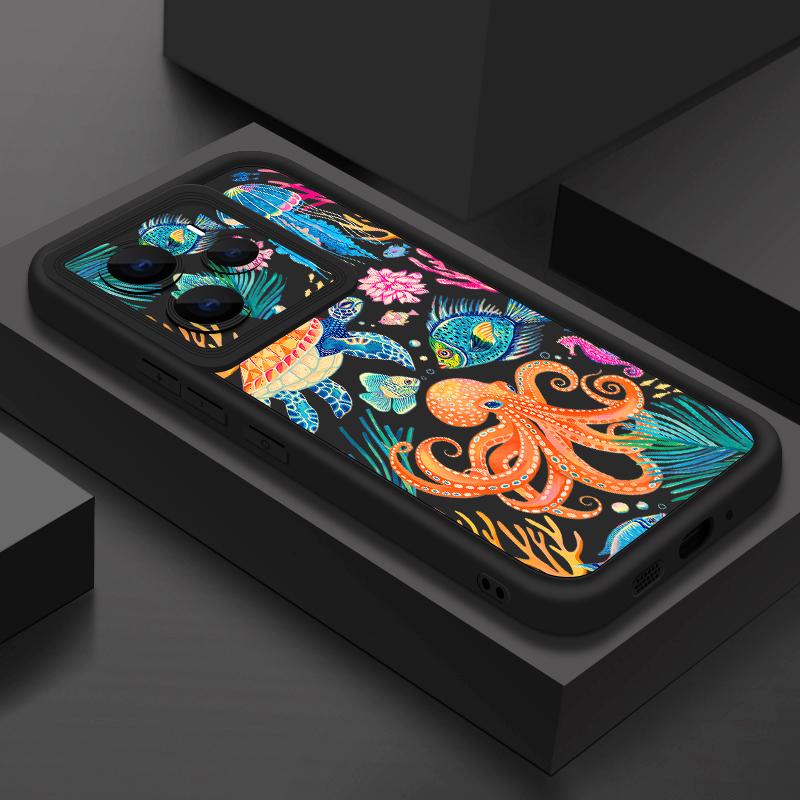 Soft TPU Phone Case For Xiaomi Redmi Note 15 14 13 Pro 4G For Redmi Note 13 14 Pro Plus 5G Cartoon Octopus Silicone Back Cover