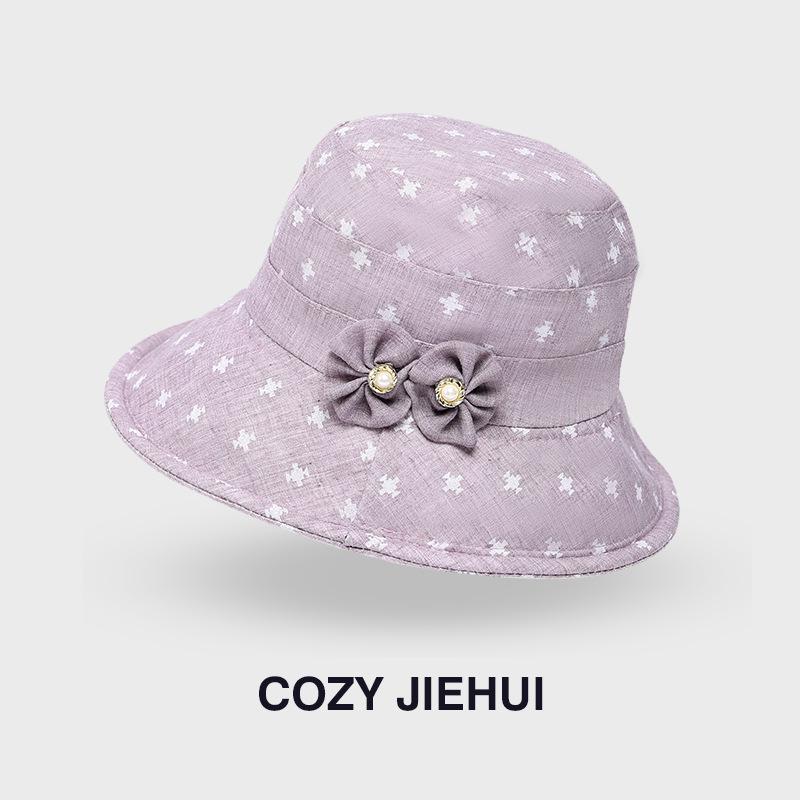 2025 Summer Fashion Embroidered Wide Brim Sun Hat for Middle-Aged & Elderly Women