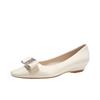 Luxury Flash Diamonds~ Sweet Temperament Wedge Heels Flats Women's Square Head Bow Single Shoes Casual Spring and Autumn