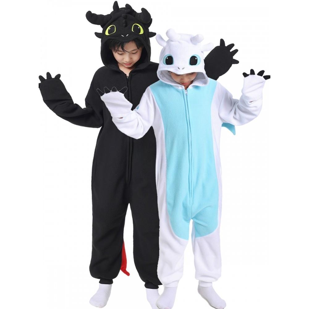 Çocuklar İçin Kigurumi Tek Parça Pijama, Çocuklar İçin Dişsiz Çizgi Film Pijama, Kız ve Erkek Çocuk Hayvan Pijama Karakterli Ev Giyimi Cosplay Parti Kostümü