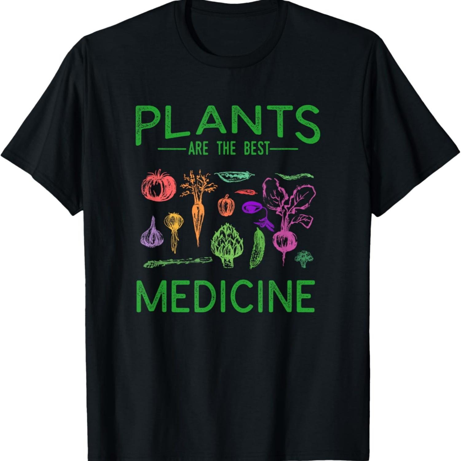 Vegan Plants Are The Best Medicine WFPBD Plant Based T-Shirt S чёрный