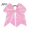 Stage Costume Accessories Sequins Hair Bows, Elastic Tie, Large Cheerleading Shiny Bows for Girls Band Ponytail Holder, Glitter Scrunchies Women Teens