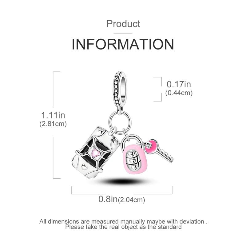 Charm Plata Creative Sports Car Key Two-In-One Bead Fits Genuine Bracelet Charm For Women Jewellery Crafting Gift
