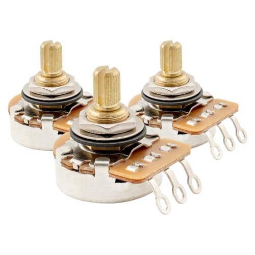 

Musiclily Pro HD A250K Brass Guitar Pots, 24-Spline, Fine, Split Shaft, 250k, A-Curve (3 pieces)
