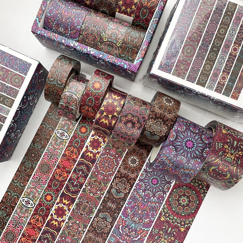 JIANWU 8 Rolls/set Vintage Landscaping Material Decor PET Tape Set Creative DIY Journal Collage Scrapbooking Stationery
