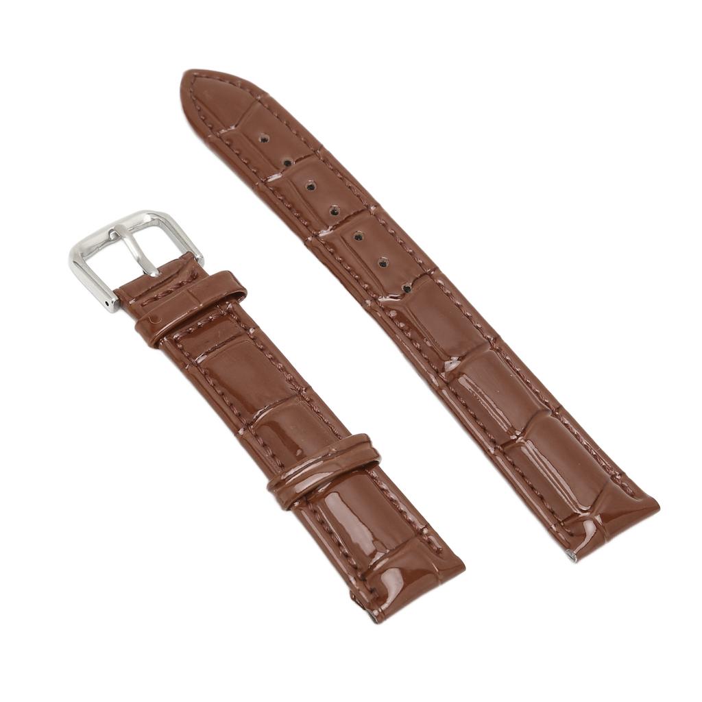 Watch Band PU Leather Alloy Pin Buckle Sweatproof Soft Breathable Replacement WatchbandBrown