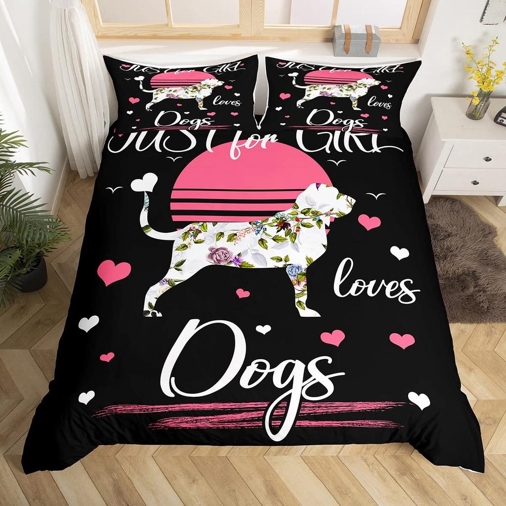 Kids Cartoon Dogs Duvet Cover Set King Size Corgi Pug Pattern Comforter Cover For Boys Girls Adult Bedroom Decor,Cute Puppy Pet