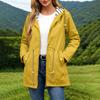 Women's Casual Hooded Trench Coat with Striped and Pockets