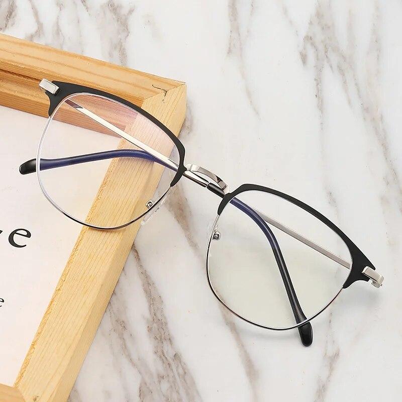 Fashion unisex square Plain glasses for men women Metal frame glasses for party eyeglasses Gentle Black eyebrow frame