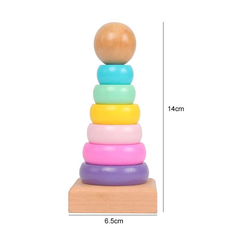 Children Wooden Toys Clock Rainbow Tower Caterpillar Around Beads Shape Matching Kids Montessori Early Education Toy TMZ