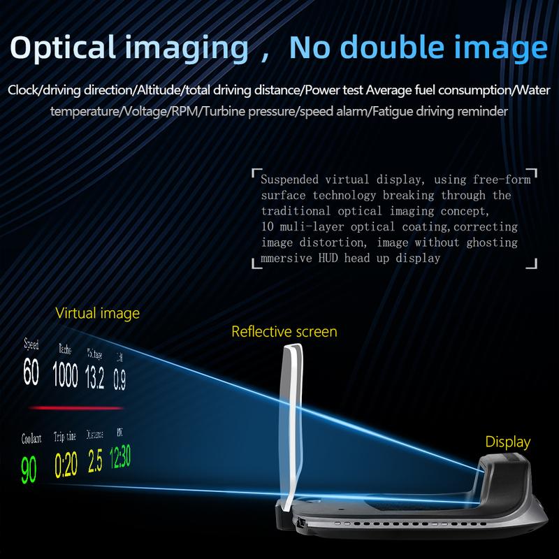 C3 Навигационное зеркало HUD Автомобильный проектор на лобовое стекло с OBD2 HD GPS-навигацией Bluetooth Сигнализация