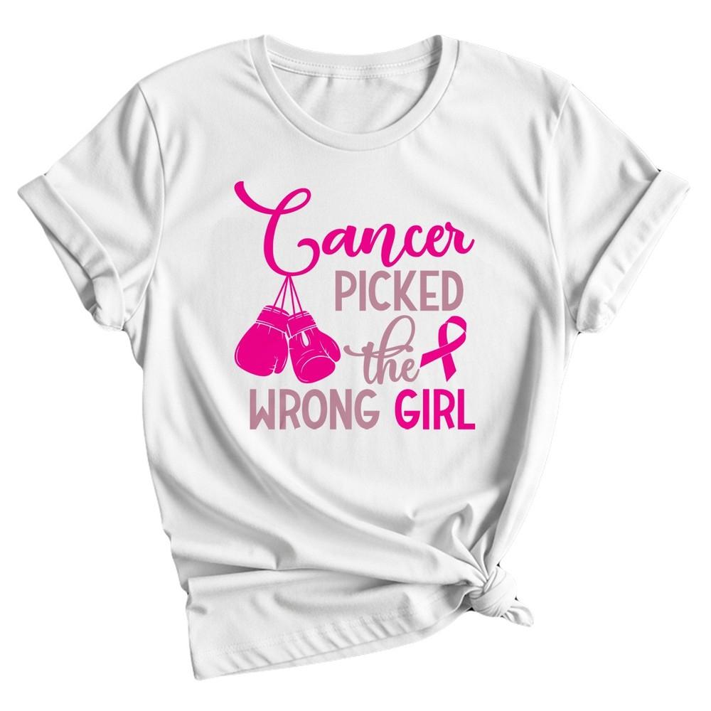 Breast Cancer Picked The Wrong Girl Awareness Fight Pink Ribbon Unisexs TShirt