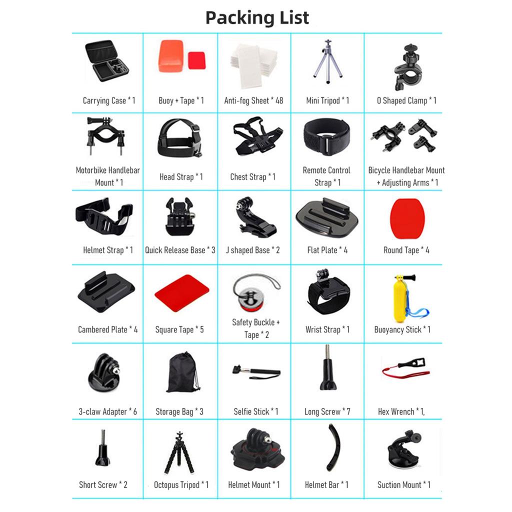 120 in 1 Action Camera Accessories Kit Sports Camera Accessories Set with Carrying Case Replacement for GoPro Hero 12