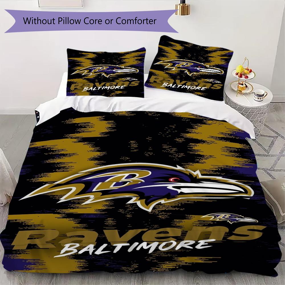Baltimore Ravens Muster Bettwäsche Steppset Steppdecke Kissenbezug Heimdekoration Geburtstagsgeschenk (1*Bettbezug + 2*Kissenbezug ohne Füllung)