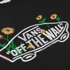 Vans Logo Daisy Embroidery Crew Neck Pullover Long Sleeve Sweatshirt Women Tops Black VN0A7Q1JBLK
