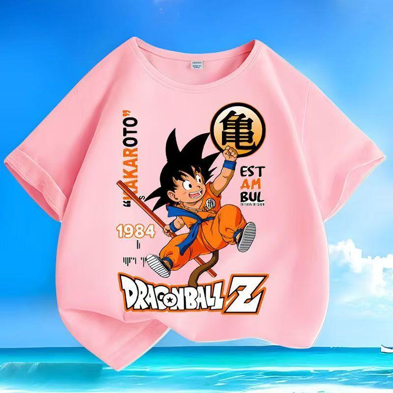Children's Polyester T-shirt, Dragon Ball Z Goku printed T-shirt, casual short-sleeve top suitable for boys and girls.