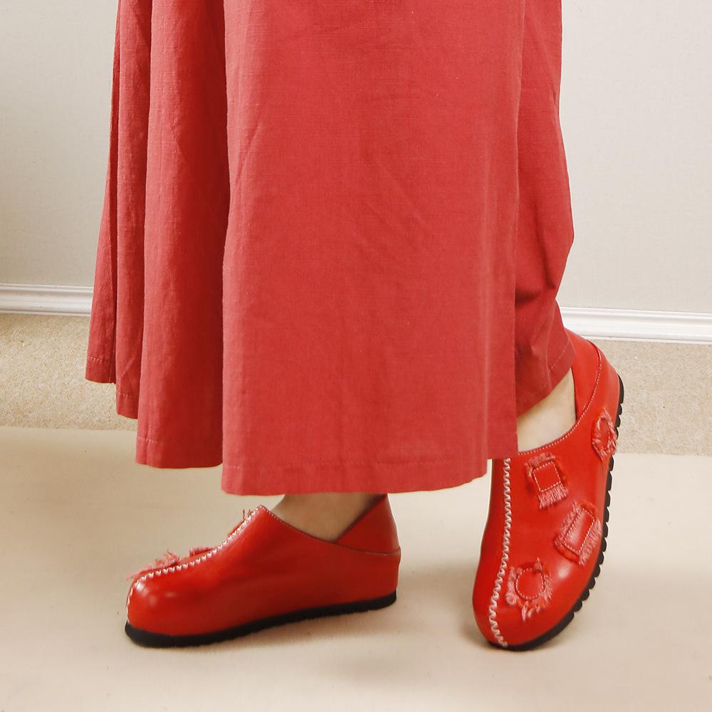 Johnature Damskie buty z prawdziwej skóry Wysokiej jakości mokasyny z pełnej skóry Wszechstronne płaskie buty na cztery pory roku