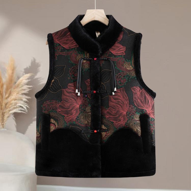 

Middle-aged and Elderly Mother Mink Vest Jacket for Women Grandma Winter Clothes New Style Vest Old Lady Wears Plus Velvet Horse Clip XL красный