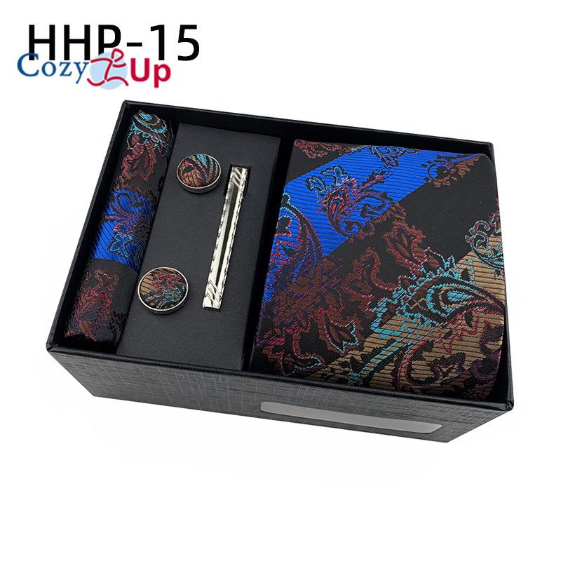 Cozy Up 6 Pieces Set Paisley Men's Tie Including Tie Square Scarf Cuff Tie Clip Gift Box
