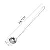 4Pcs Rustless Steel Oil Spoon Round Spoon Head Extra Long Handle Deep Soup Spoon Safe Mirror Polished Kitchen Utensil