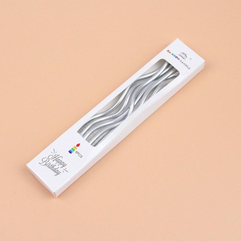 Birthday Cake Gold-plated Colorful Retro Curve Thread Candle Creative Party Baking Gradient Color Curved Candle