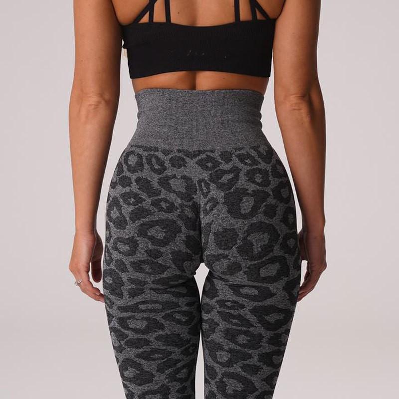 Womens Snowflake Leopard Print Seamless Yoga Pants High Waisted 9 Length Athletic Leggings