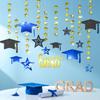 Cheerland Winter Graduation Party Decorations Blue and Gold Hanging Photo Backdrop Kit Congrats Grad Giltter 2025 Hanging Wall Banner University High