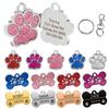 Personalized Dog Tags Engraved Cat Puppy Pet ID Name Collar Tag Pendant Pet Accessories Bone/Paw Glitter