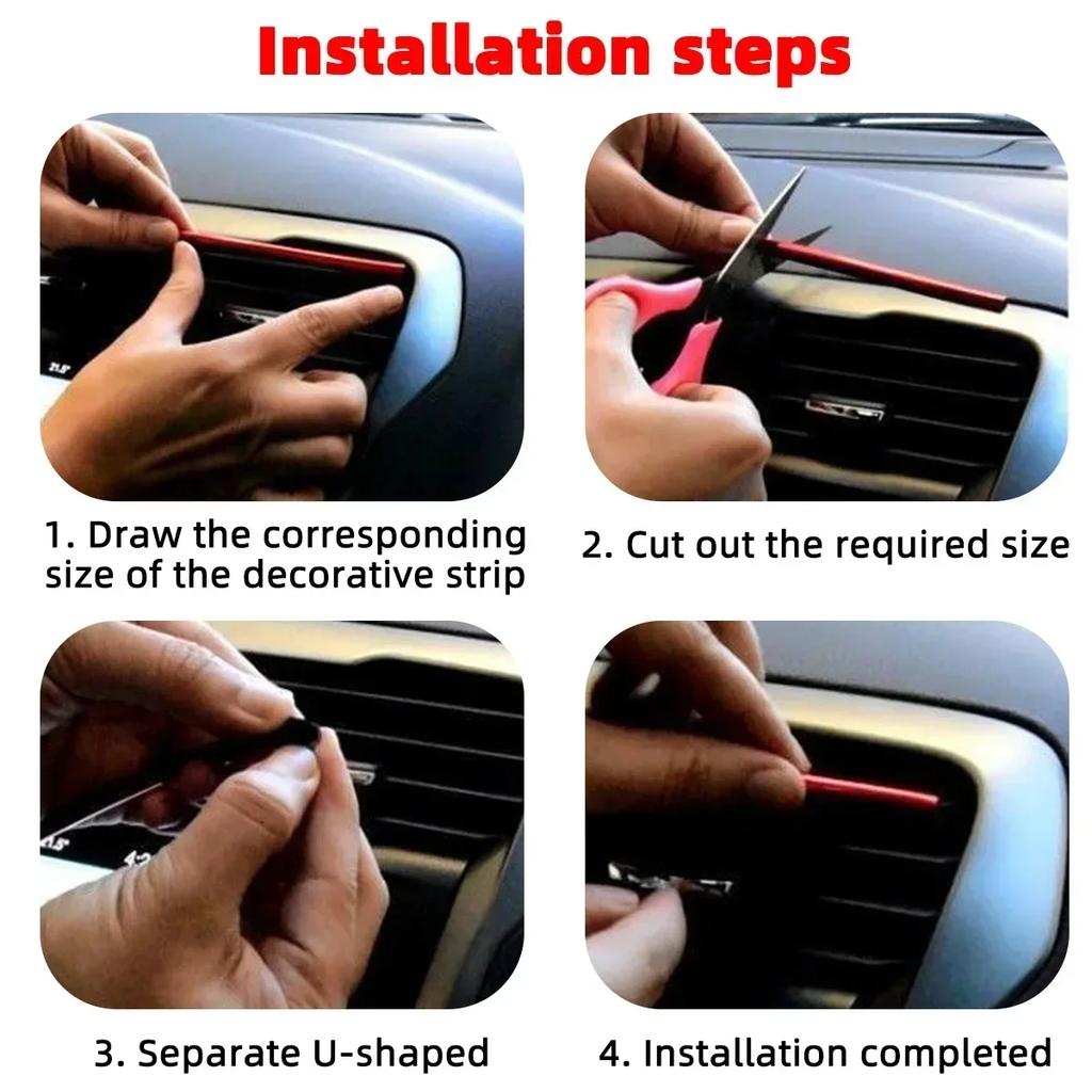 Car Air Conditioner Outlet Decorative U Shape Auto Air Vent Grilles Moulding Trim Decor Strips Car Door Edge Corner Protector