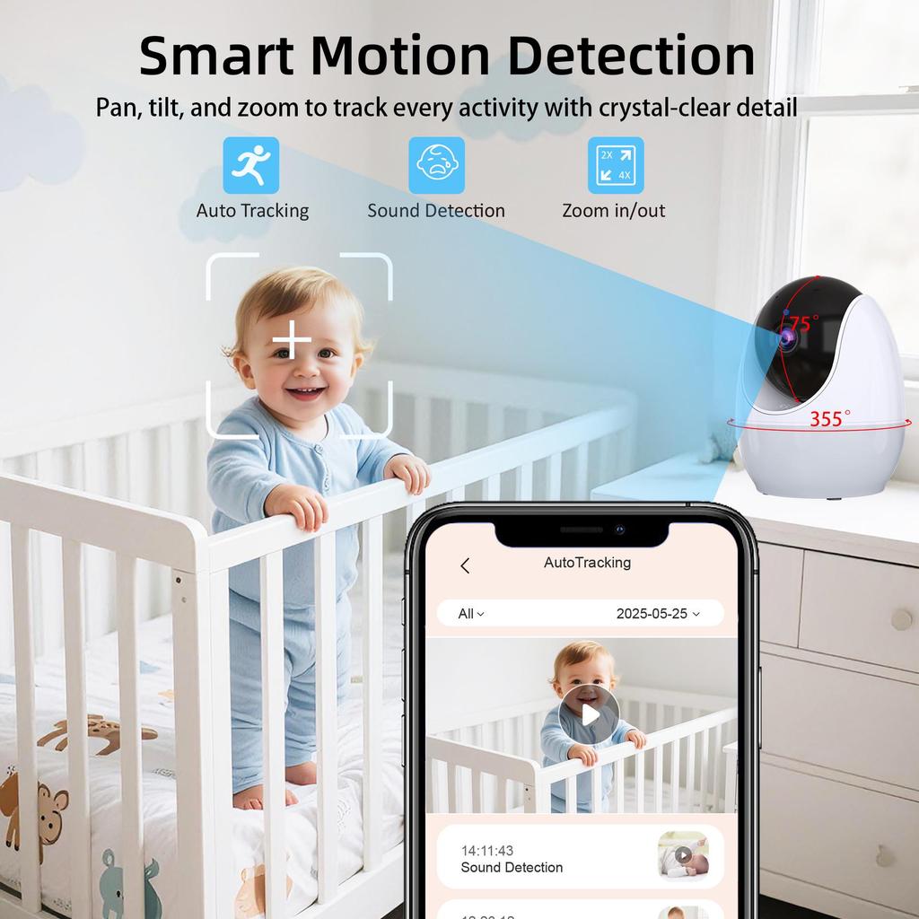 4.3-Inch 1080P HD Smart Baby Monitor with Two-Way Talk