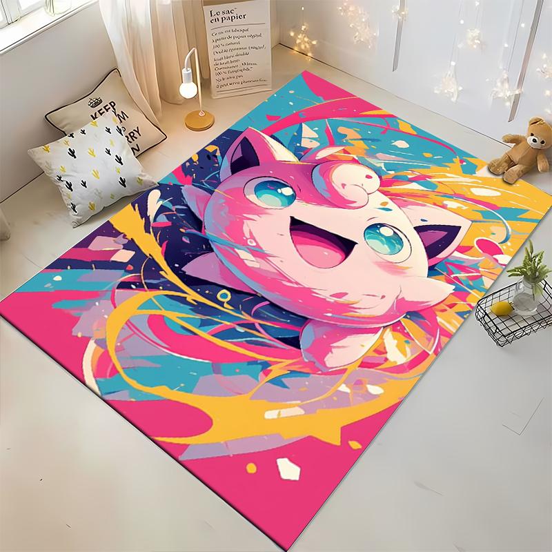 "Pink Cartoon Character Carpet with Vibrant Abstract Colors Design" Suitable for Use As an Anti-slip for Living Room Bedroom Sofas
