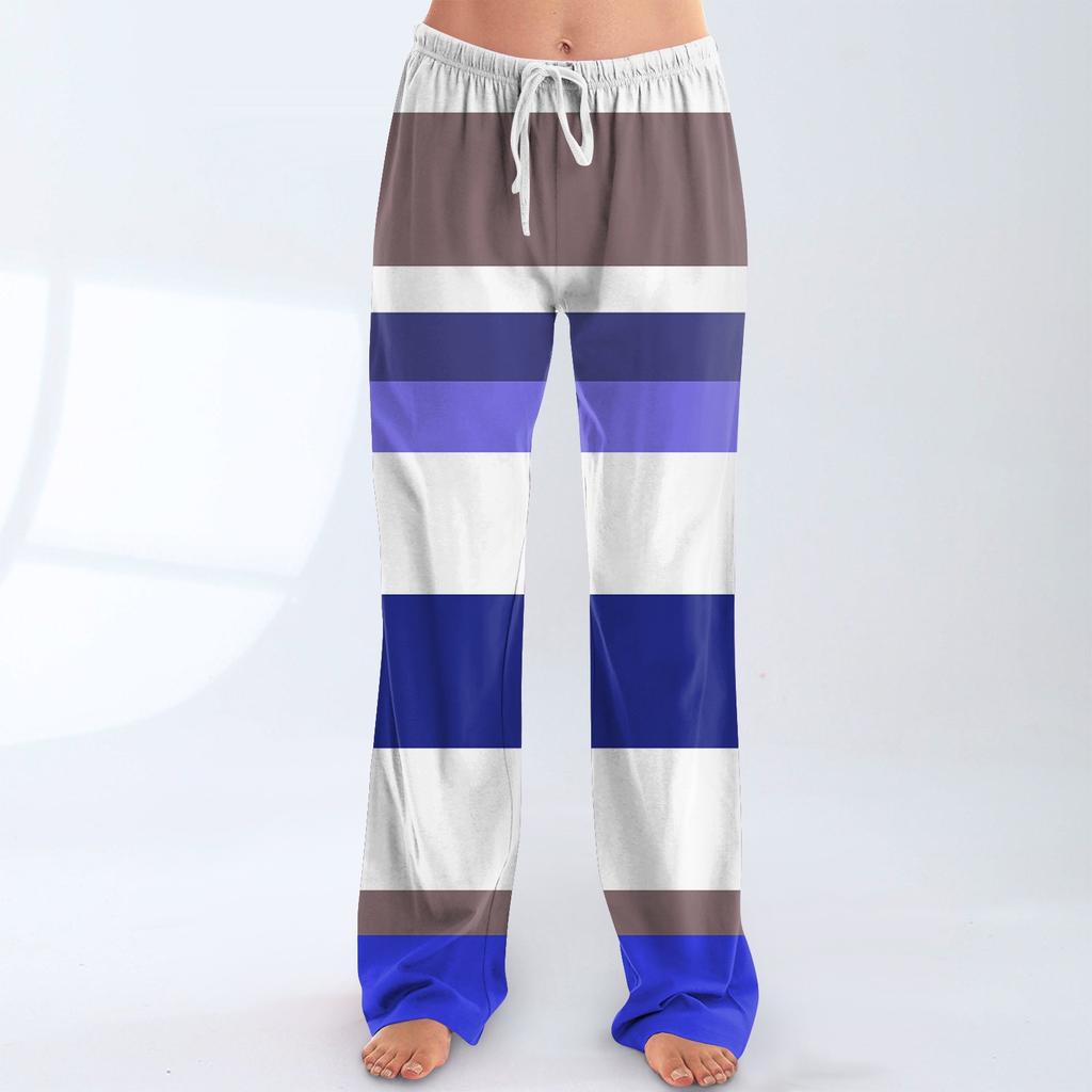 Damen Pyjamahose Nachtwäsche Lässige Hose mit Kordelzug und elastischer Taille Bequeme gerade lockere Yogahose