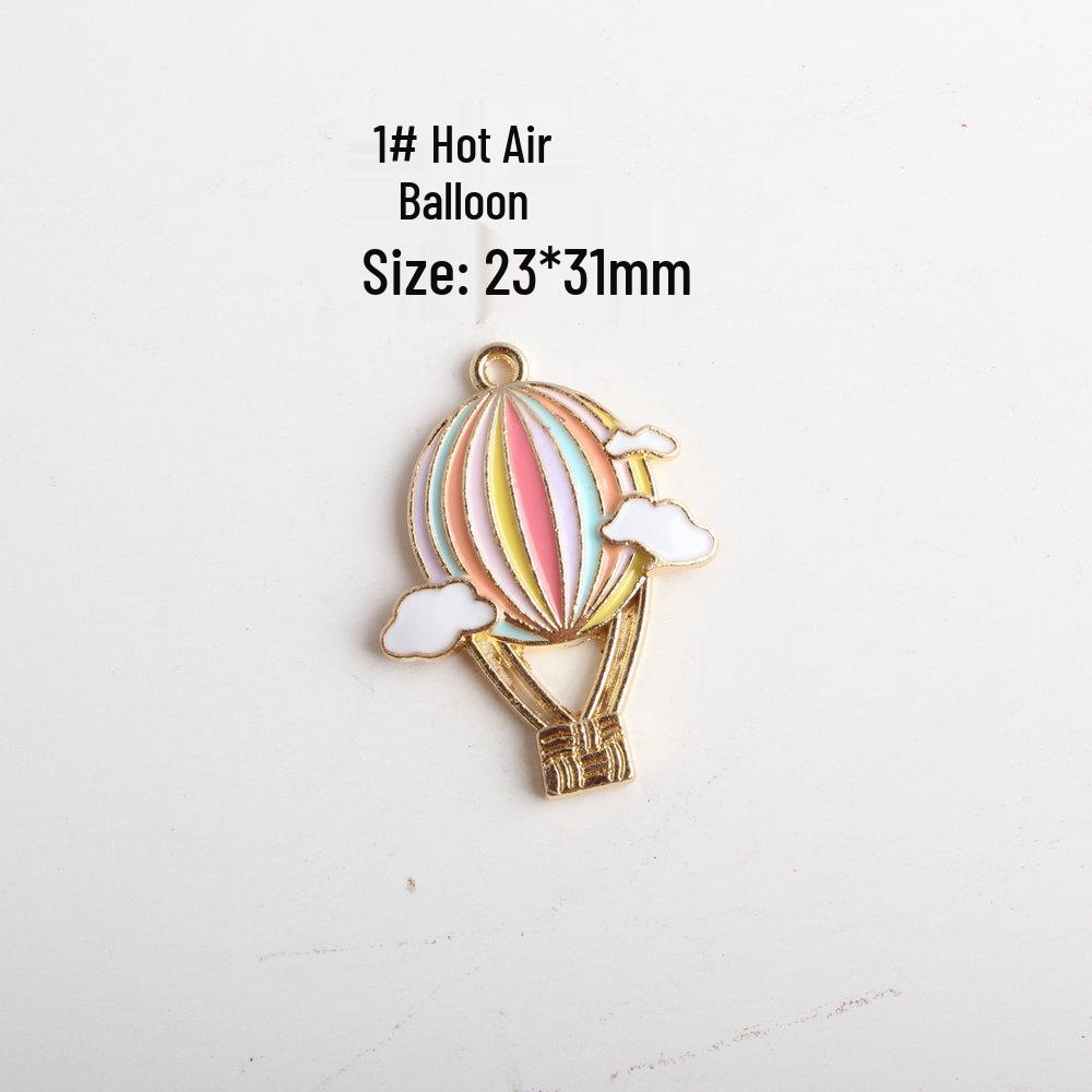 DIY Korean-Style K Gold Enamel Alloy Small Pendant Bracelet Charm - Large Hot Air Balloon