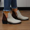 Fashion Women's Shoes 2024 Hot Sale Zipper Women's Boots Autumn Round Toe Mixed Colors Flock Short Barrel Mid Heel Large Size Boots