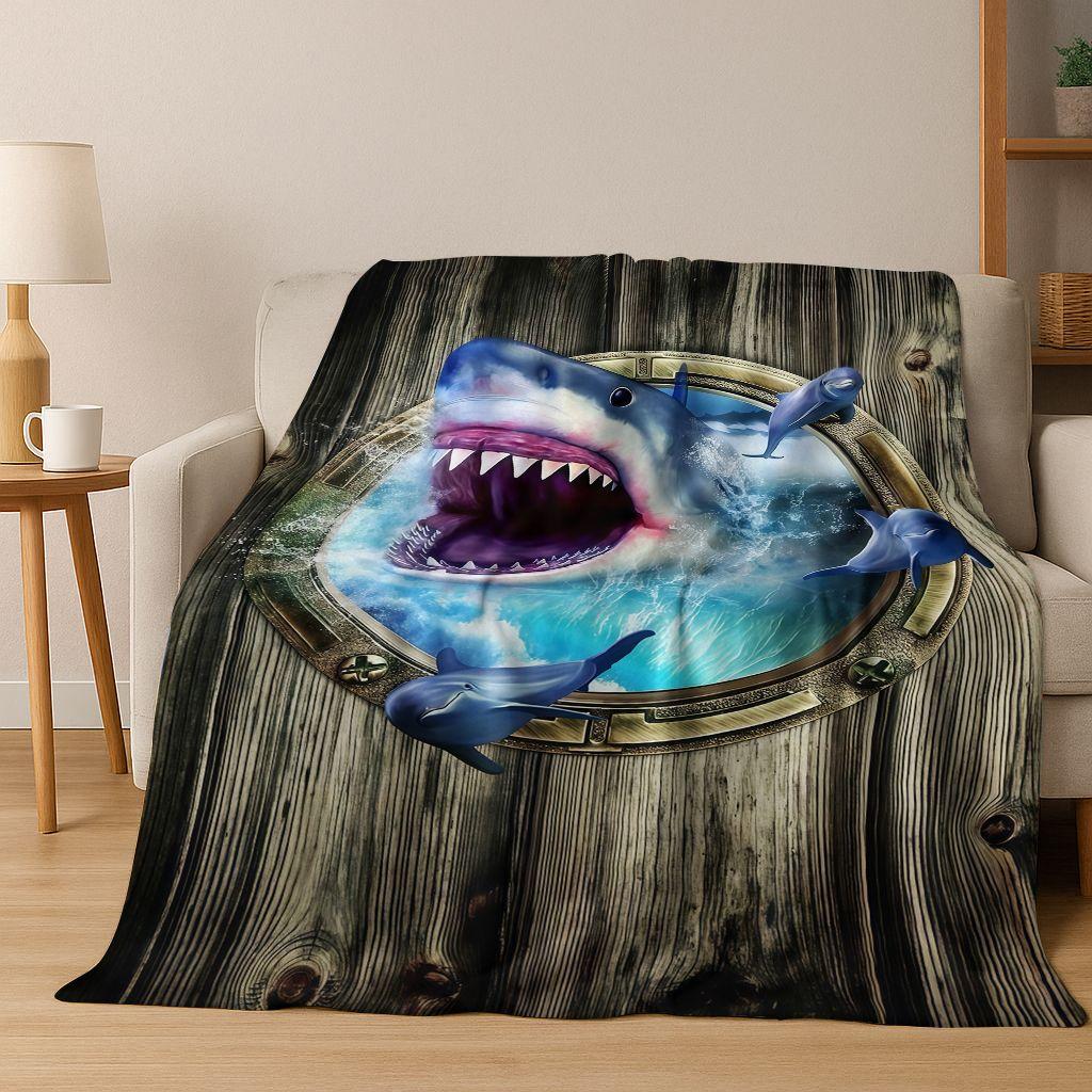 3D Illusion Breaking Wall Dinosaur Animal Series Flannel Blanket,Cozy Soft Throw Blanket for Home Bedroom Bed Sofa Cover Kids