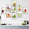 9Pcs Funny Weird Kitchen Wall Art Cute Cool Colorful Food Vegetable Painting Picture Wall Decor Whimsical Pickle Eclectic Food Art Poster Print
