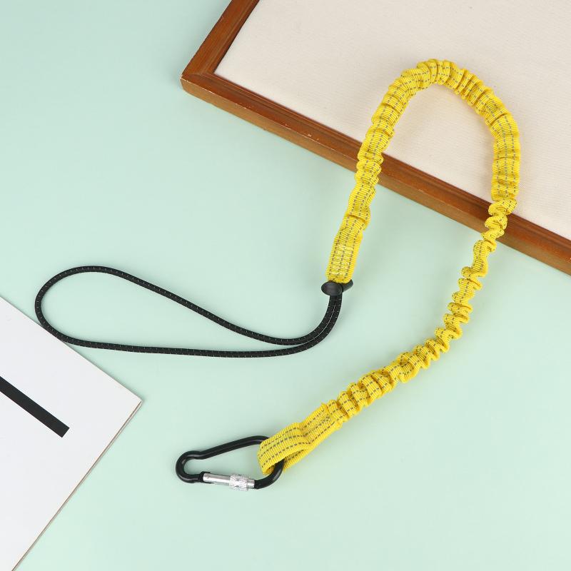 

Anti-Fall Tool Safety Bungee Lanyard, Elastic Tether Rope With Carabiner Hook For Aerial Working Climbing Outdoor Construction S жовтий