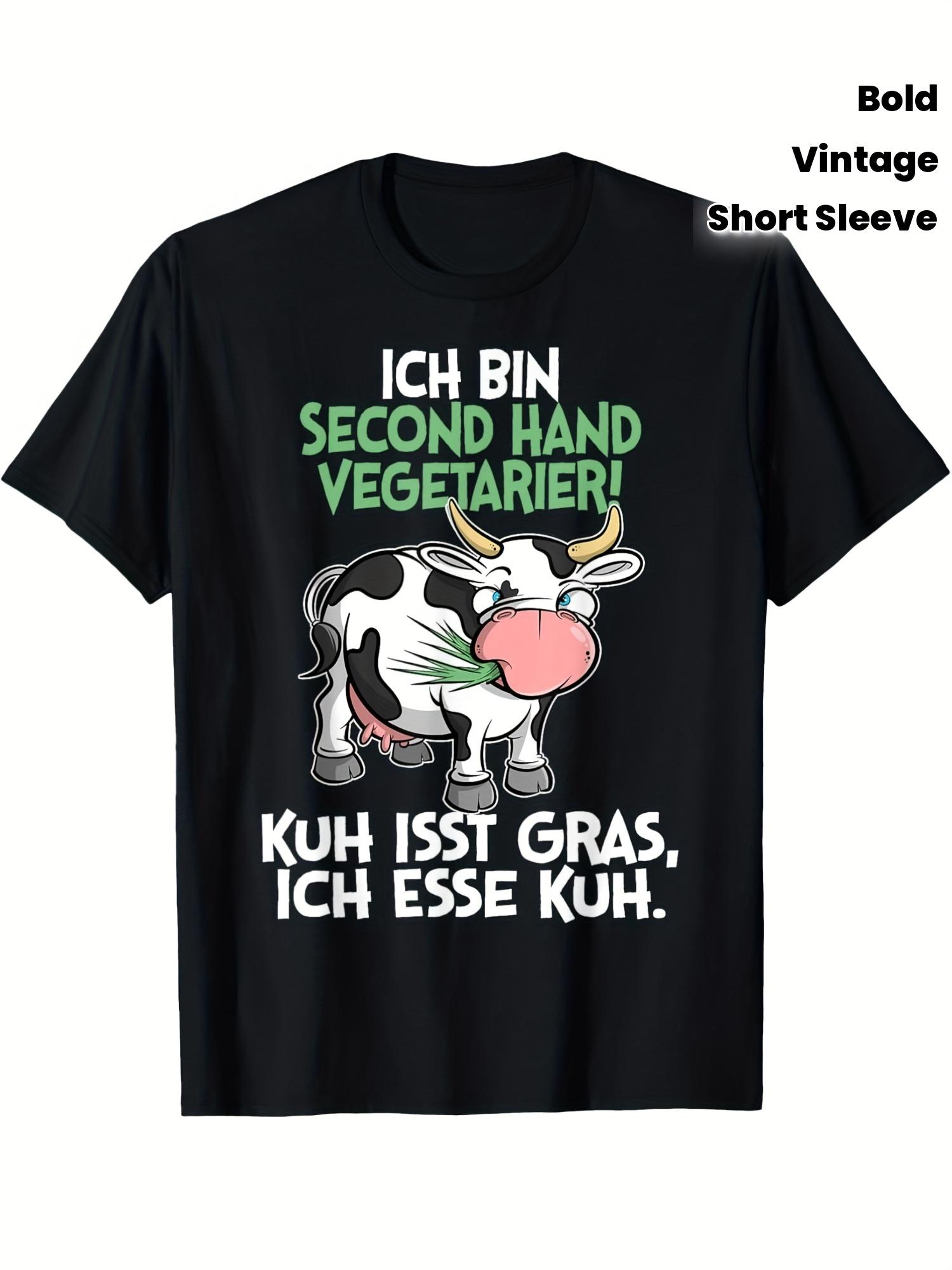 Men s T-Shirt Y2K Secondhand Vegetarian Cow Black Regular Fit S