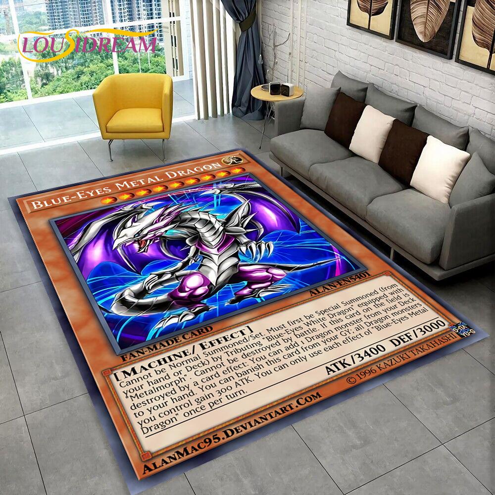 3D Monster Gold Card Cartoon Yu-Gi-Oh Anime dack magician Game Carpet Rug for Bedroom Living Room Home Sofa Decoration,Floor Mat