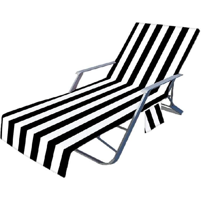 Patio Chaise Lounges Covers, Beach Lounges Chair Towel Cover,Soft Microfiber Patio Pool Chairs Cover with Side Pockets,83 X 30inch Chair Cover for