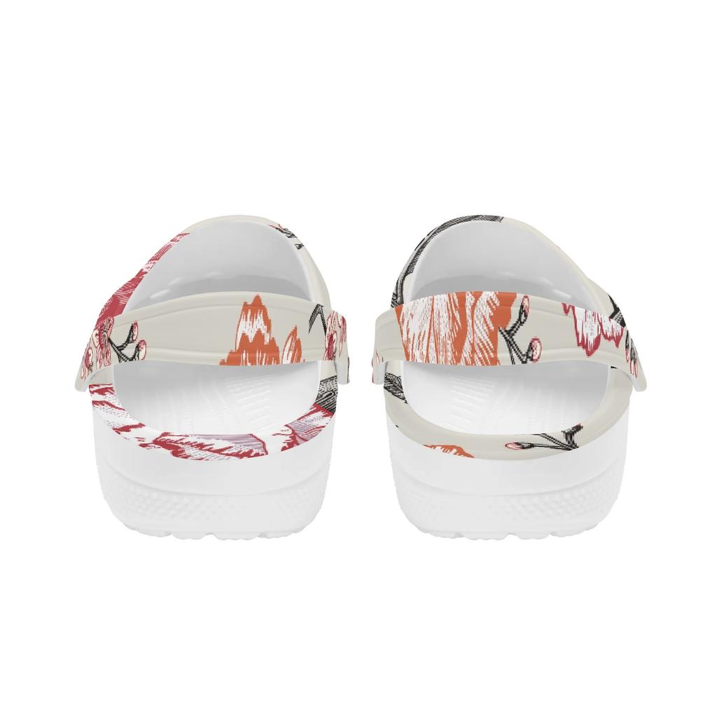 Women Men EVA Garden Clogs Bright Printed Flexible Soft Slip On Garden Shoes Beach Pool Bathroom Home Walking Shoes Home Use