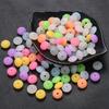 12mm 50Pcs Silicone Luminous Spacer Beads BPA Free Chewable Teething Beads Pacifier Teether DIY Necklace Accessories