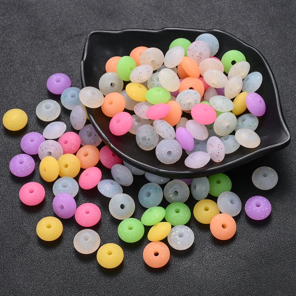 12mm 50Pcs Silicone Luminous Spacer Beads BPA Free Chewable Teething Beads Pacifier Teether DIY Necklace Accessories