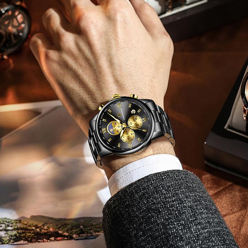 New Business Men Watch Fashion Sports Chronograph Military Watches For Men Stainless Steel Waterproof Quartz Wristwatch