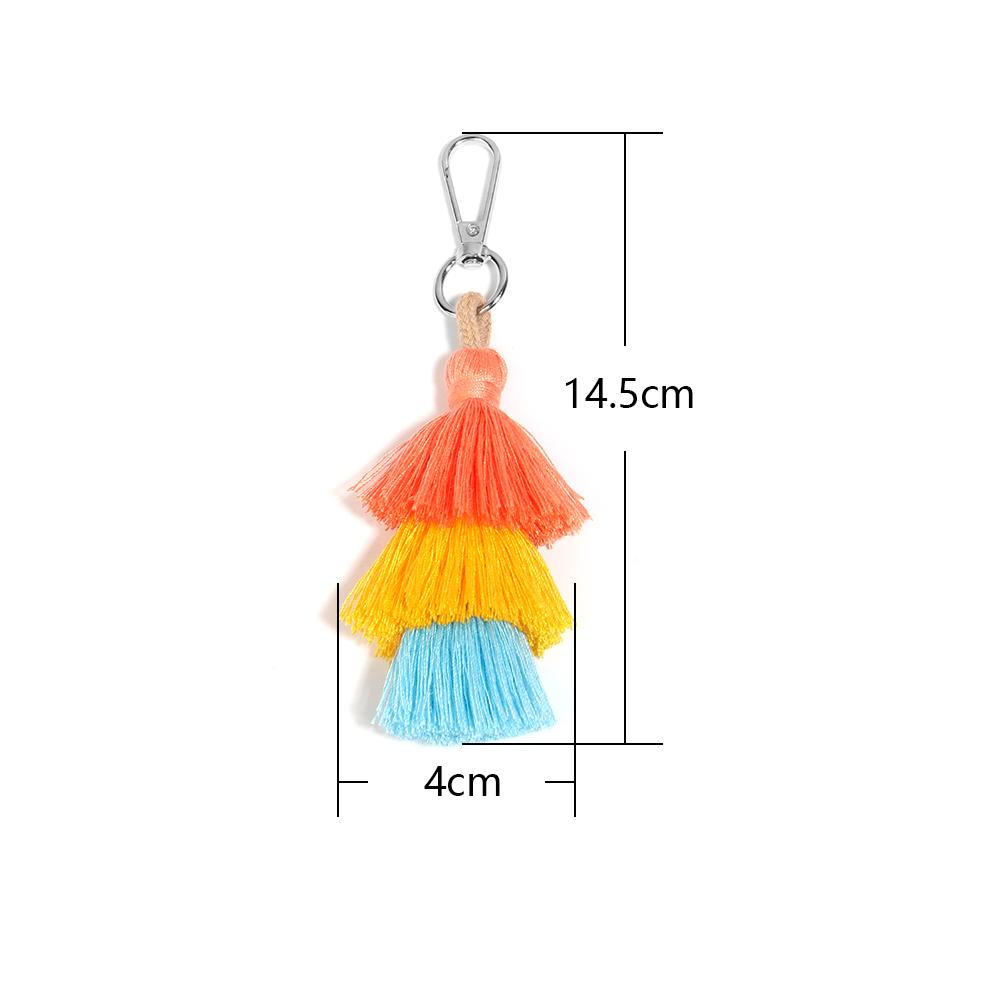 1pc Colorful 3-Layer Tassels Keychains Bohemian Simple Key Rings For DIY Handmade Key Chains Keyrings Handbag Decor Accessories