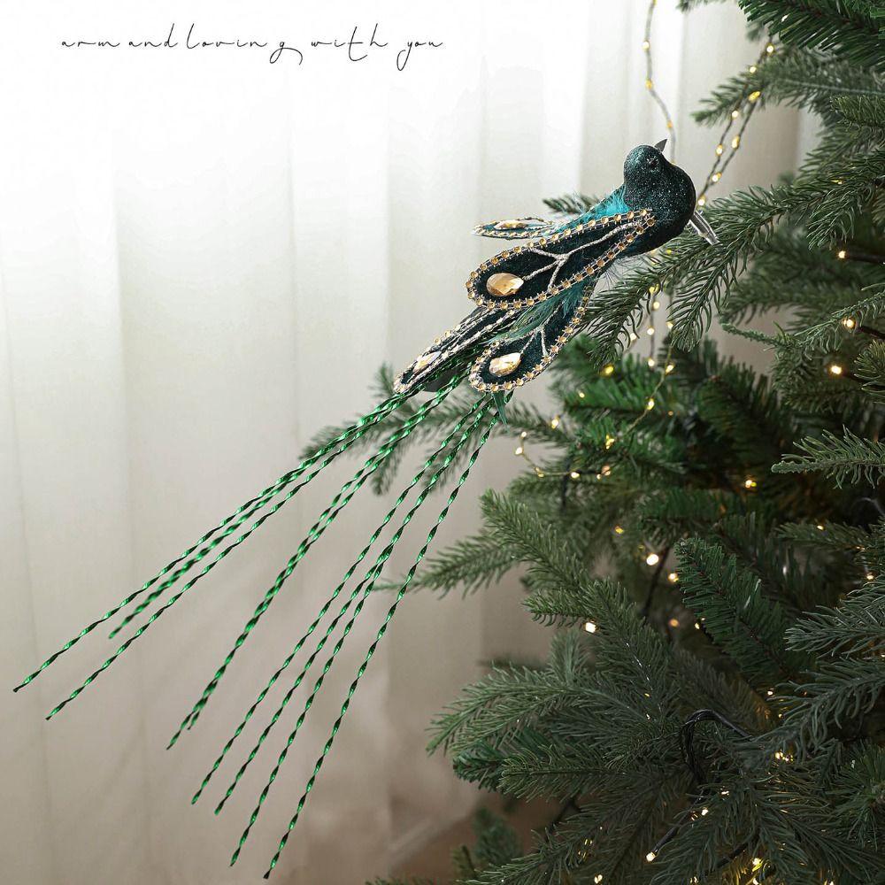 Realistic Glitter Christmas Brid Ornaments Feather Glitter Simulation Bird Decor With Clip Simulate Christmas Tree Decoration