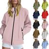 Women's Solid Color Long Sleeved Hooded Outdoor Suit Windproof And Waterproof Thin Jacket