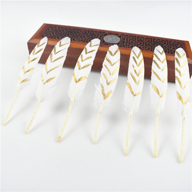 10Pcs/Lot Silver Gold Duck Feathers For Decoration Goose Feather Craft Black White Jewelry Creation Handicraft Accessories Decor